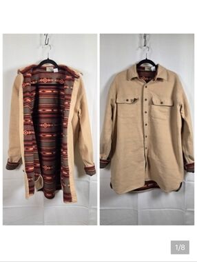 LL Bean Men's Flannel Shacket Aztec Blanket Lined Size XLT Tall Chore Barn Coat